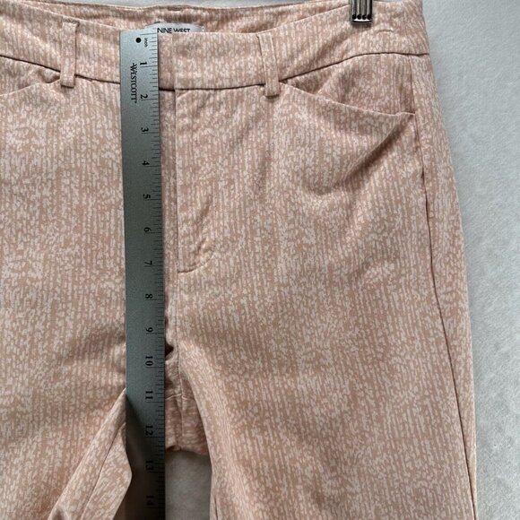 Nine West Pants Womens 10 Slim Ankle Printed Trouser Stretch Cotton Blend Orange - Picture 10 of 11